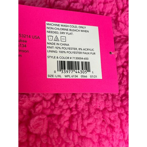 New Betsy Johnson Barbie Pink & Black FUZZY Warm Socks w/Sequin Bow L/XL - Picture 6 of 6